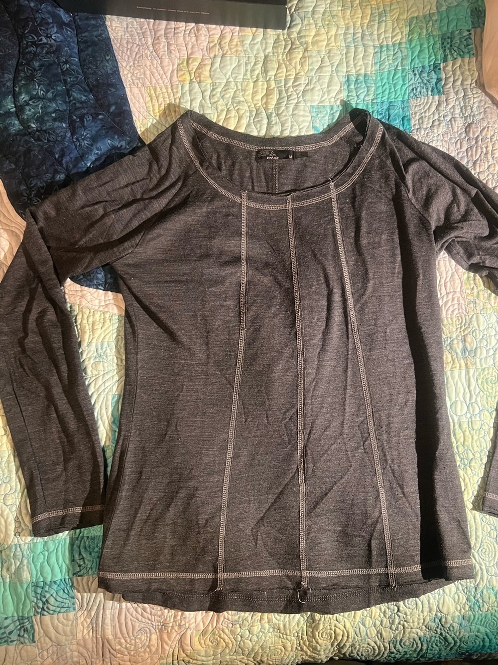 prAna- Women’s Chrissa Top- Long Sleeve, Boat Neck Top - Charcoal